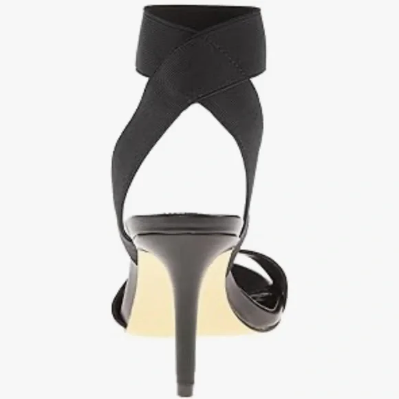 BCBGeneration BG-Halo Black Textile Ankle Strap Leather Heel Dress Sandala Sz 10 - Picture 3 of 14